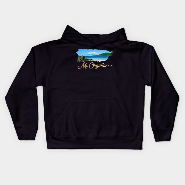 Puerto Rico Island Mi Orgullo Kids Hoodie by lucidghost